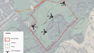 red booarder outlined the map of the site location of development at Land east of stonnards hill